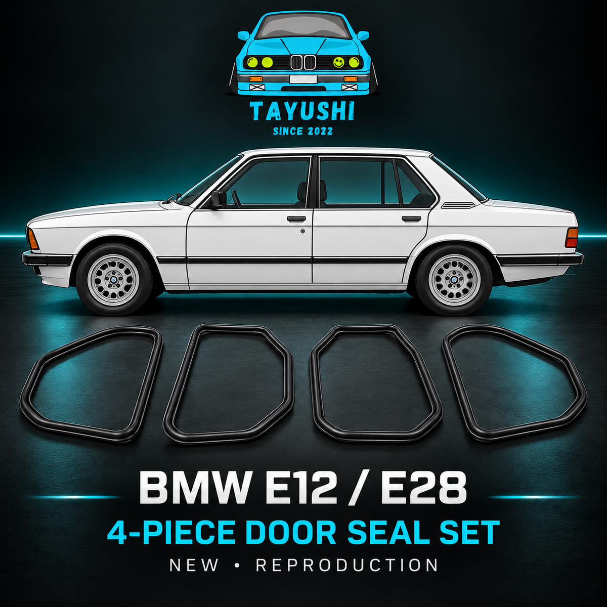 New BMW E12 / E28 Door Aperture Seal Set – 4 Pieces – Reproduction